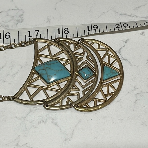 Completely Adjustable Gold Plated Turquoise Necklace - Picture 5 of 6